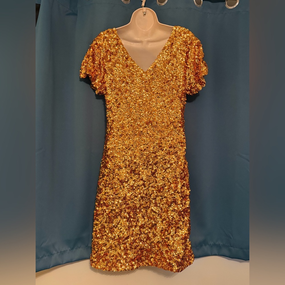 Anna KACI Gold Sequin Midi Dress - Picture 5 of 6